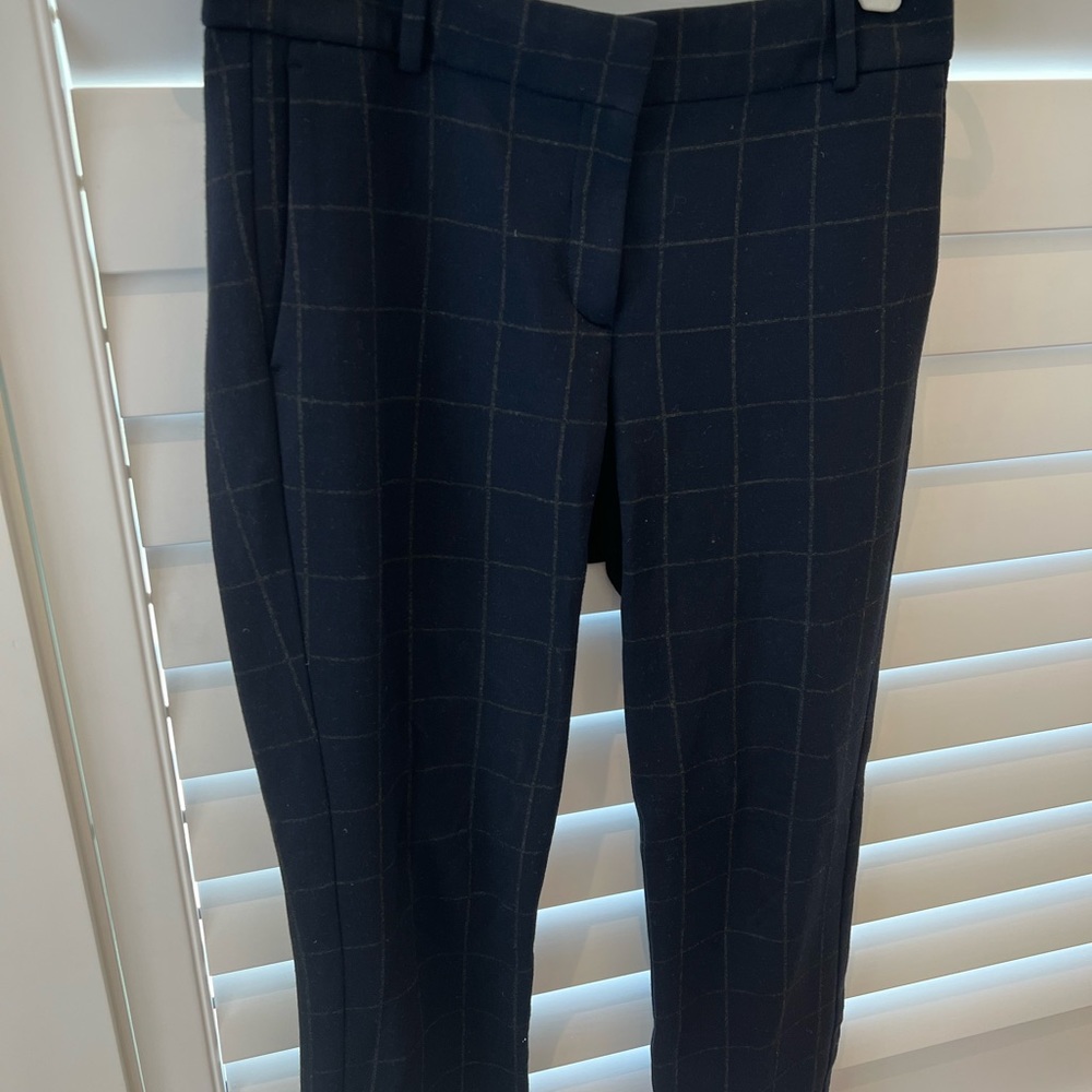 Theory Navy Plaid Pants